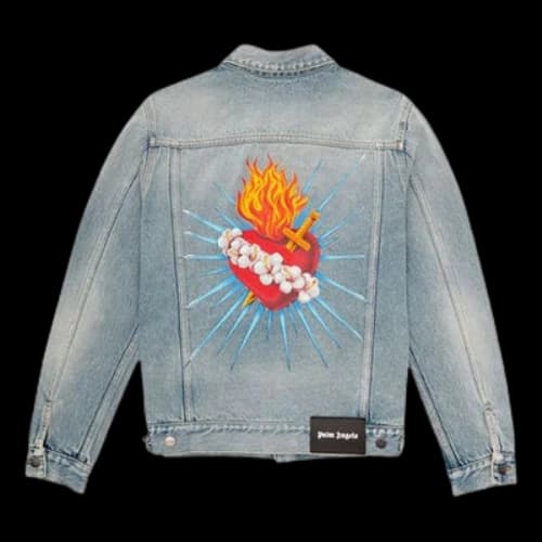 PALM ANGELS Printing Denim Jacket Blue