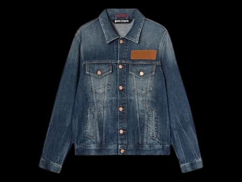Palm Angels Embroidered Palm Logo Denim Jacket Blue/Brown