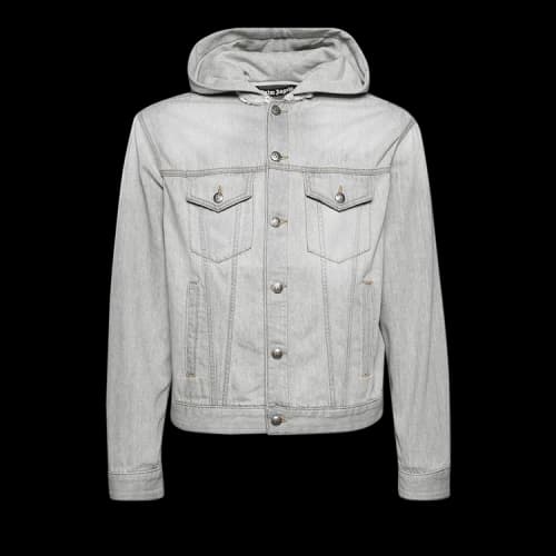 Palm Angels Curved Logo Denim Jacket 'Light Grey'