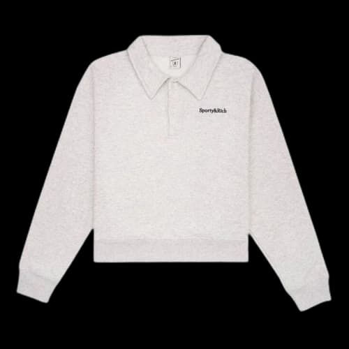 Sporty & Rich Serif Logo Embroidered Polo 'Grey'