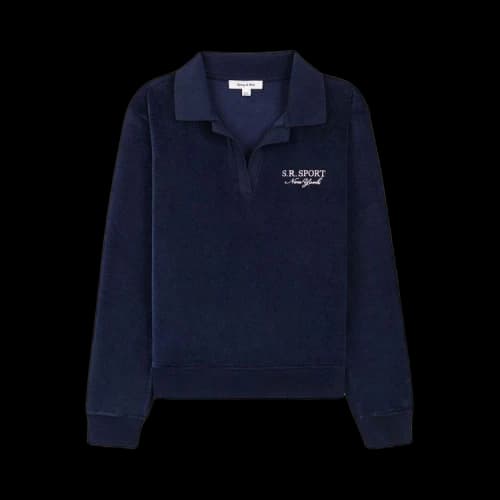 Sporty & Rich Sport Velour Polo 'Navy'