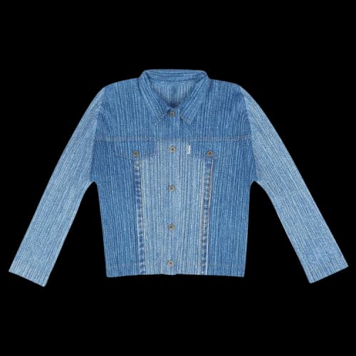 Issey Miyake Two Tone Pleated Long-Sleeve Button Shirt 'Blue'