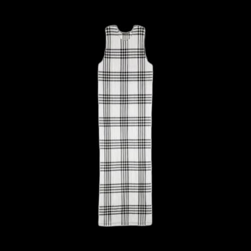 Issey Miyake Check Pleated Dress 'Grey'