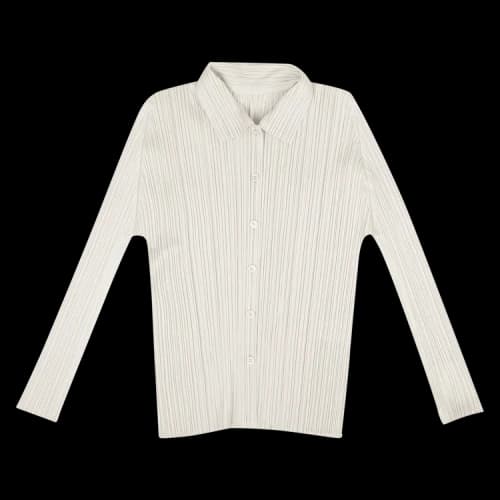 Issey Miyake Pleated Button Down Long-Sleeve Top 'Grey'