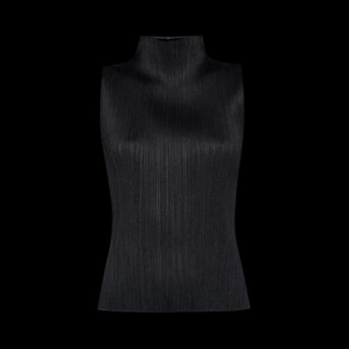 Pleats Please Issey Miyake Turtleneck Sleeveless Tee 'Black'