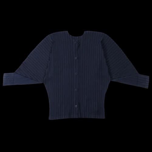 Pleats Please Issey Miyake Rib Pleats February Cardigan 'Navy'