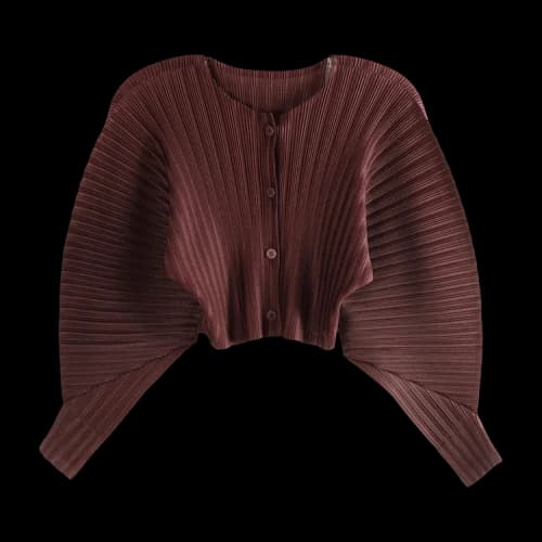 Pleats Please Issey Miyake Rib Pleats January Cardigan 'Bordeaux'