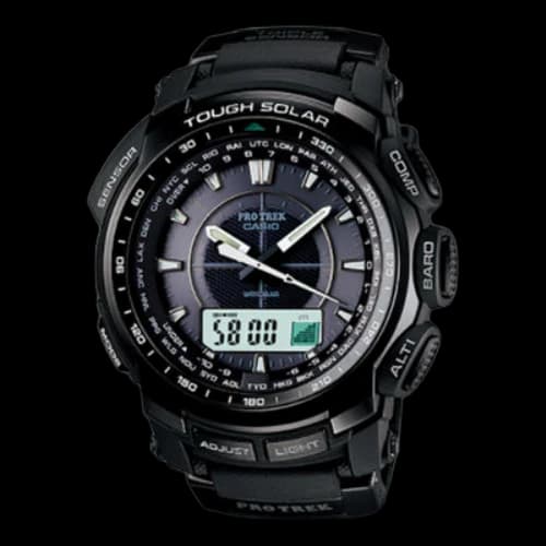 CASIO PRO TREK Series Black Outdoor Solar Energy Waterproof 49.3mm Resin Strap Watch Solar Powered Mens