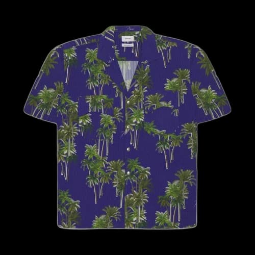 Rhude Searsucker Hawiian Shirt 'Blue/Green'