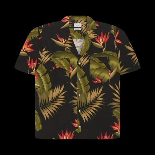 Rhude Snap Hawiian Shirt 'Black/Green'