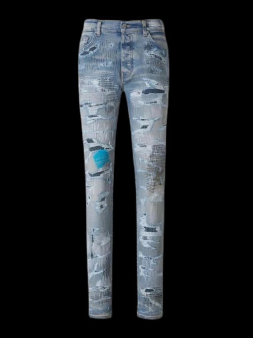 AMIRI Distressed Mid-Rise Jeans Blue