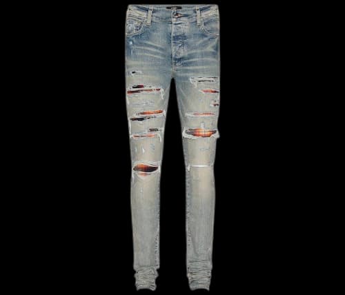 AMIRI Plaid Trasher Skinny Fit Jeans Blue