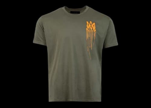 AMIRI Spray Paint Drip Ma Logo T-Shirt Olive