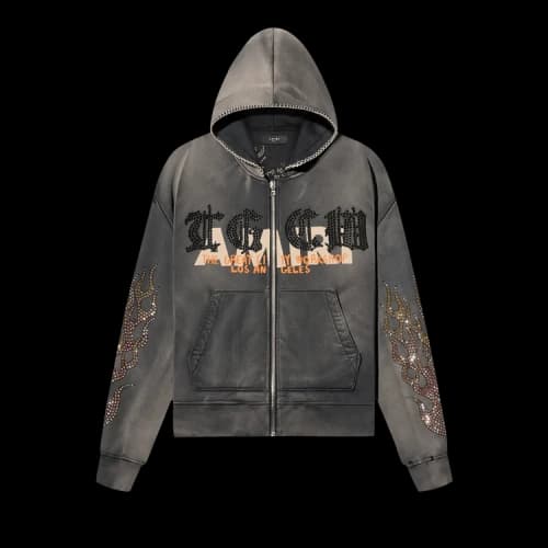 Amiri T.G.C.W. Crystal Zip Up Hoodie 'Black'