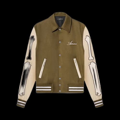 Amiri Bones Varsity Jacket 'Green/Alabaster'