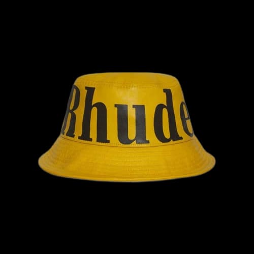 Rhude Logo Leather Bucket Hat 'Mustard'
