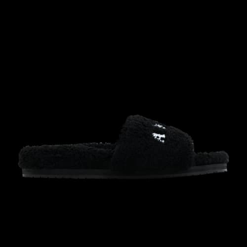 Amiri Shearling Fur Logo Slippers Black