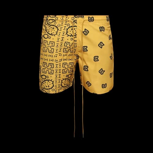 Rhude Signature Swim Trunks 'Mustard/Black'
