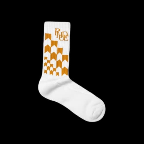 Rhude Racing Checker Sock 'White/Mustard'