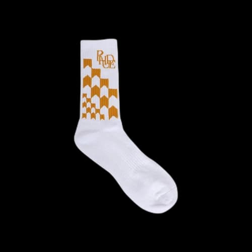 Rhude Racing Checker Sock 'White/Mustard'