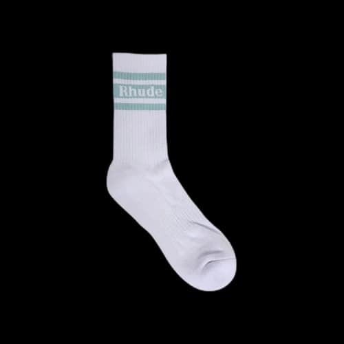 Rhude Striped Logo Sock 'White/Light Blue'