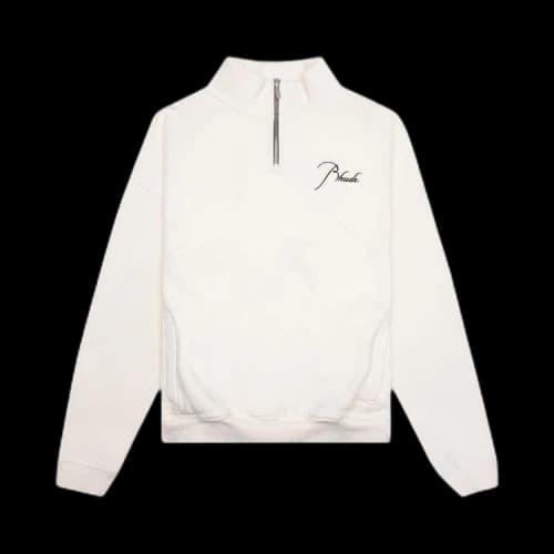 Rhude Logo Embroidered High Neck Sweatshirt 'Vintage White'