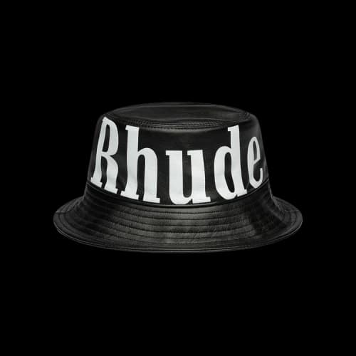 Rhude Logo Leather Bucket Hat 'Black'