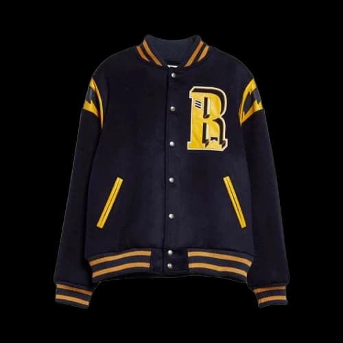 Rhude Denim Lighting Varsity Jacket 'Dark Indigo'