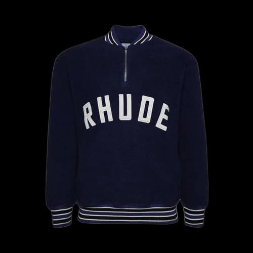 Rhude Quarter Zip Varsity Jacket 'Midnight Blue'