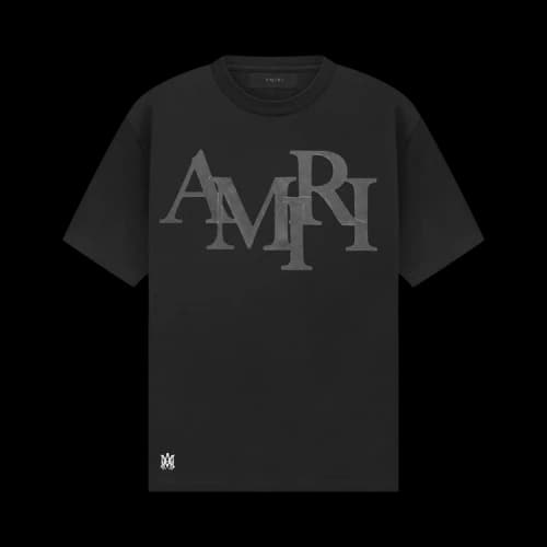 Amiri Staggered Logo Tee 'Black'