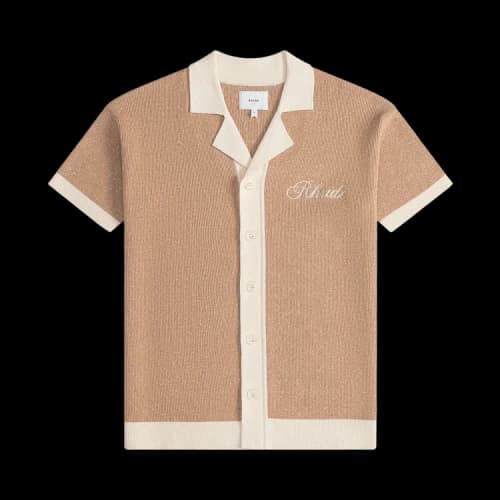 Rhude Contrast Knit Button-Up Polo 'Brown'