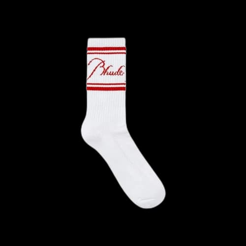 Rhude Script Logo Sock 'White/Red'
