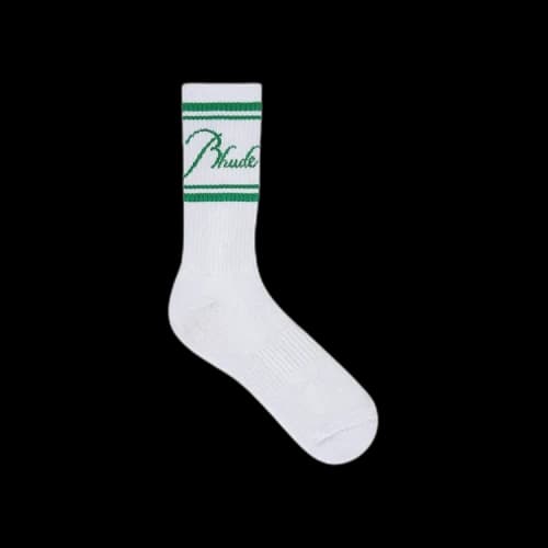 Rhude Script Logo Sock 'White/Green'