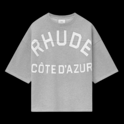Rhude Cote D'Azur Mid-Sleeve Boxy Tee 'Heather Grey'