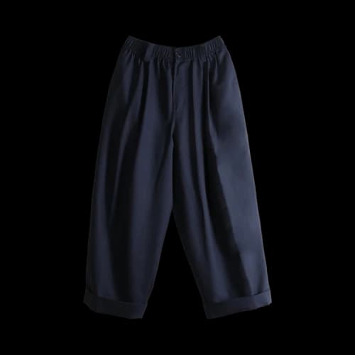 Marni Pleated Button Closure Cuffed Trousers 'Blue/Black'
