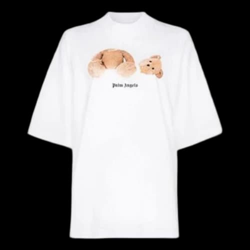 PALM ANGELS Pink Bear S/S Back logo Short Sleeve White