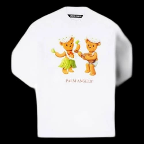 PALM ANGELS Bear Printing Short Sleeve White