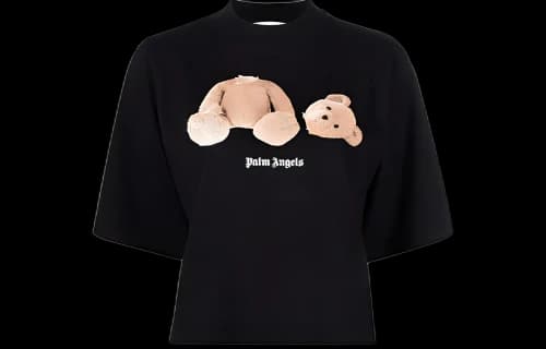 Palm Angels Womens Bear Cropped T-Shirt Black/Brown