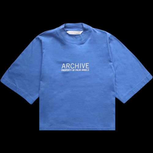 Palm Angels Cropped Archive Tee 'Blue/White'