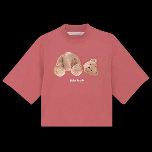 Palm Angels Bear Cropped Tee 'Burgundy/Brown'