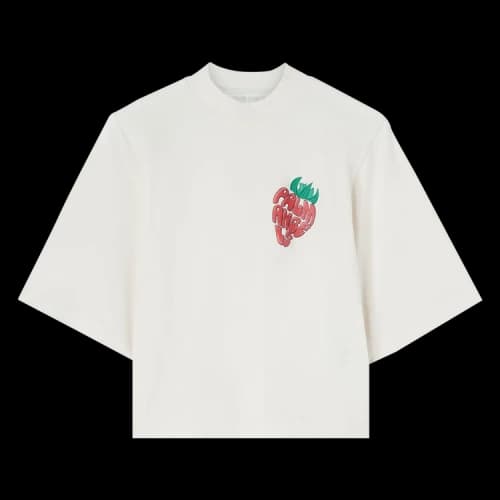 Palm Angels Mini Strawberry Cropped T-Shirt 'Butter/Red'