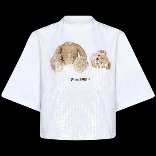 Palm Angels Bear Fitted Sequins Tee 'White/Brown'