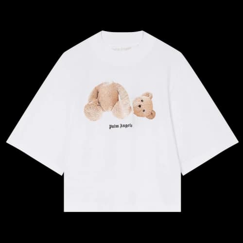 Palm Angels Cropped Bear Motif Tee 'White/Brown'
