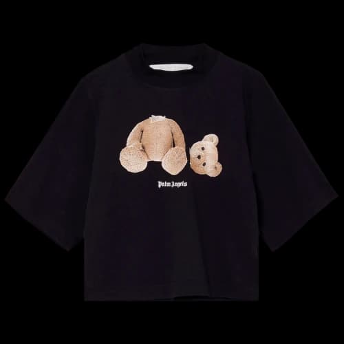 Palm Angels Cropped Bear Motif Tee 'Black/Brown'