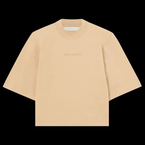 Palm Angels GD Reversed Logo Cropped Tee 'Beige'