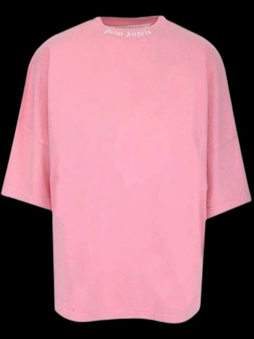 Palm Angels Logo-Print Round Neck T-shirt Pink