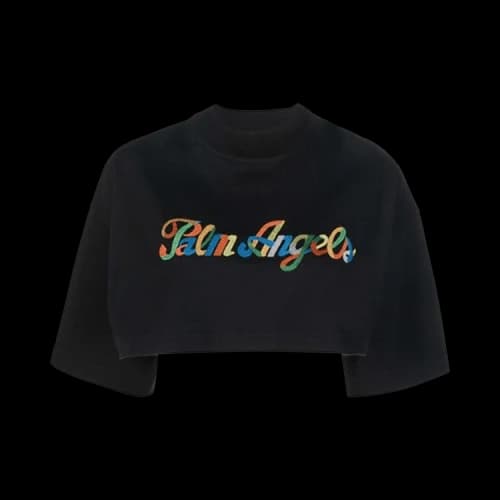Palm Angels Rainbow Logo Cropped Tee 'Black/Brown'