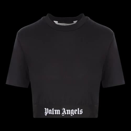 Palm Angels Logo Tape Cropped Tee 'Black/White'