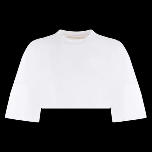 Palm Angels Classic Over Logo Cropped T-Shirt 'White/White'