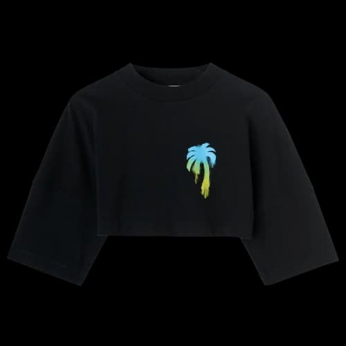 Palm Angels The Palm Overlogo Cropped Tee 'Black/Green'